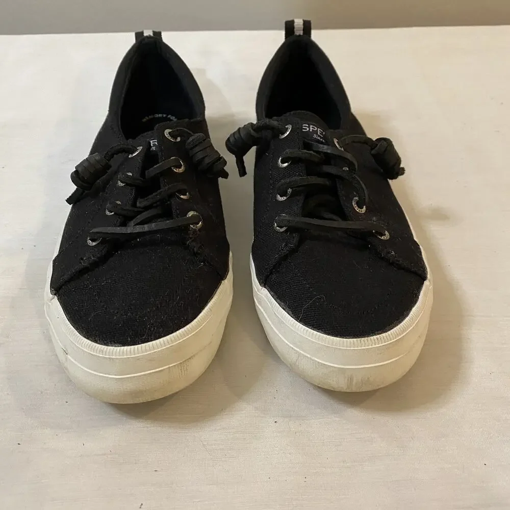 SPERRY TOPSIDERS CANVAS SNEAKERS SIZE 6.5 STS99251 BLACK